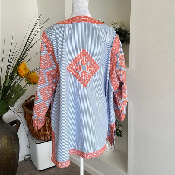 Gretchen Scott Designs Blue and White Striped Tunic - Picture 4 of 10